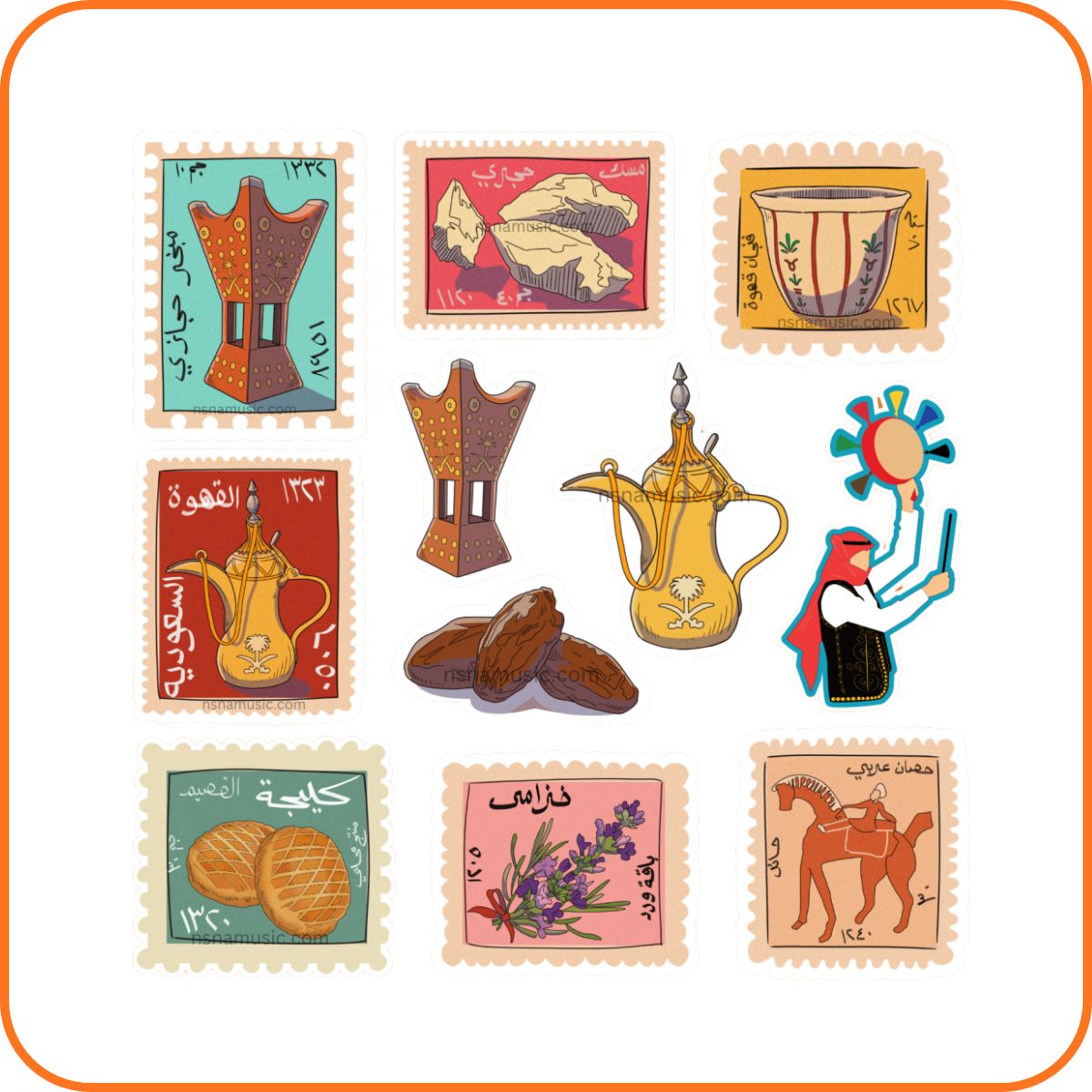 صورة المنتجات (2) تجريبي - 11 قطعة ستيكر تراثية - الصورة 1